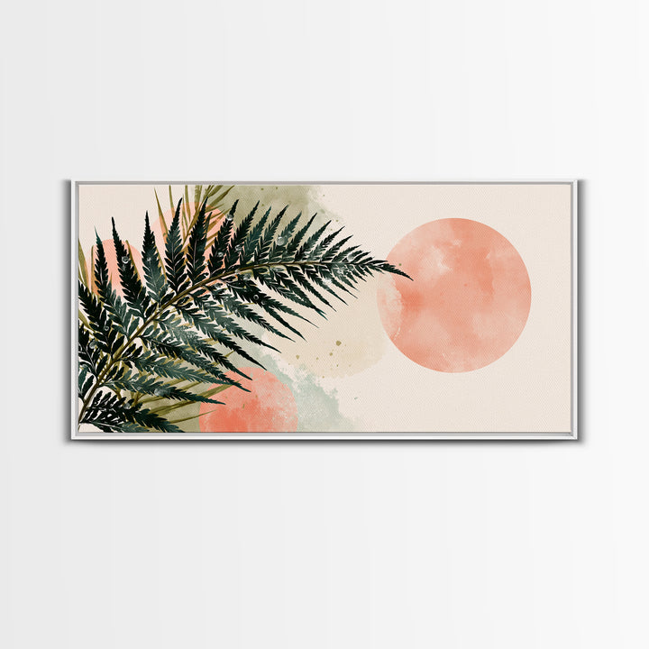 Fern Leaf Closeup Framed Canvas Print, Spa Art, Tarot Card Art, Spa Decor, Watercolor Art, Serenity, Textured Painting, SPA-2x1-79