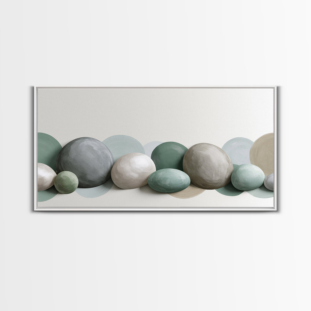 Pebble Texture Abstract Framed Canvas Print, Spa Art, Wall Decor, Spa Decor, Serenity, Minimalist Art, Feminine Wall Art, SPA-2x1-83