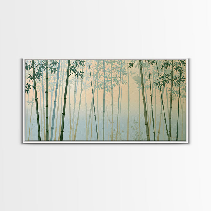 Misty Bamboo Forest Framed Canvas Print, Spa Art, Modern Home Decor, Spa Decor, Fine Art, Serenity, Neutral Decor, Modern Decor, SPA-2x1-97