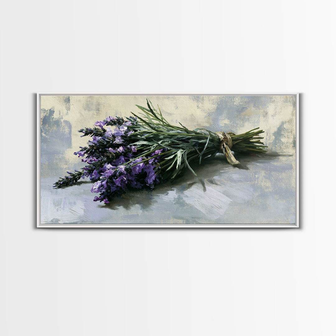 Lavender Bundle with Soft Shadow Framed Canvas Print, Spa Art, Animal Art, Spa Decor, Fine Art, Serenity, Gallery Decor, SPA-2x1-99