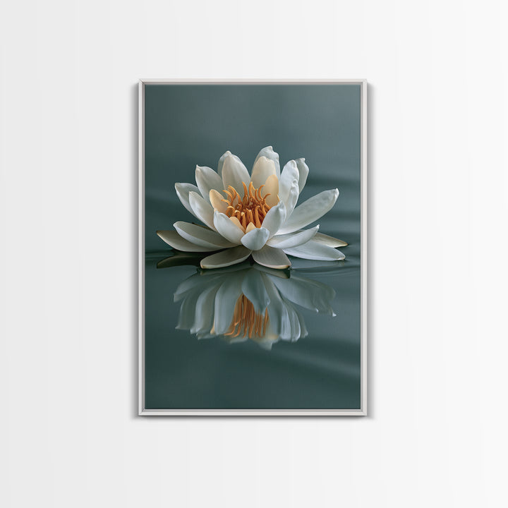 Lotus Flower Floating on Still Pond Framed Canvas Print, Spa Art, Black Woman Art, Spa Decor, Serenity, Modern Home Decor, SPA-2x3-12