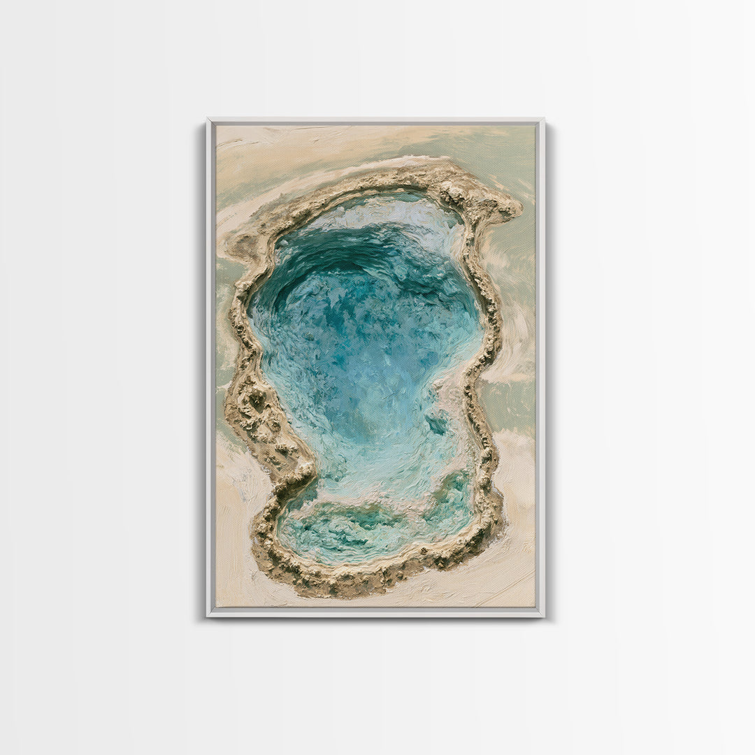 Blue Lagoon Water Seen from Above Framed Canvas Print, Spa Art, Salon Decor, Spa Decor, Fine Art, Serenity, Statement Artwork, SPA-2x3-28