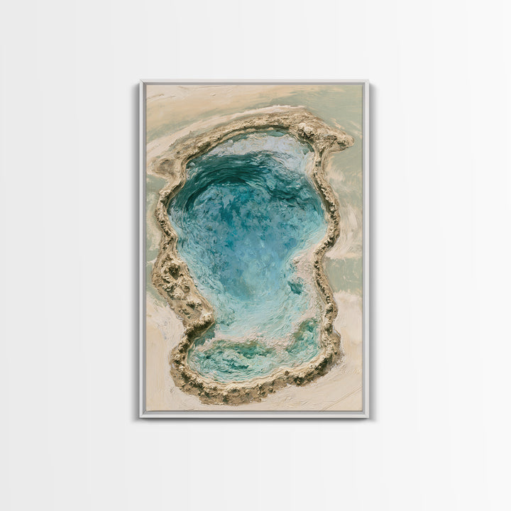 Blue Lagoon Water Seen from Above Framed Canvas Print, Spa Art, Salon Decor, Spa Decor, Fine Art, Serenity, Statement Artwork, SPA-2x3-28