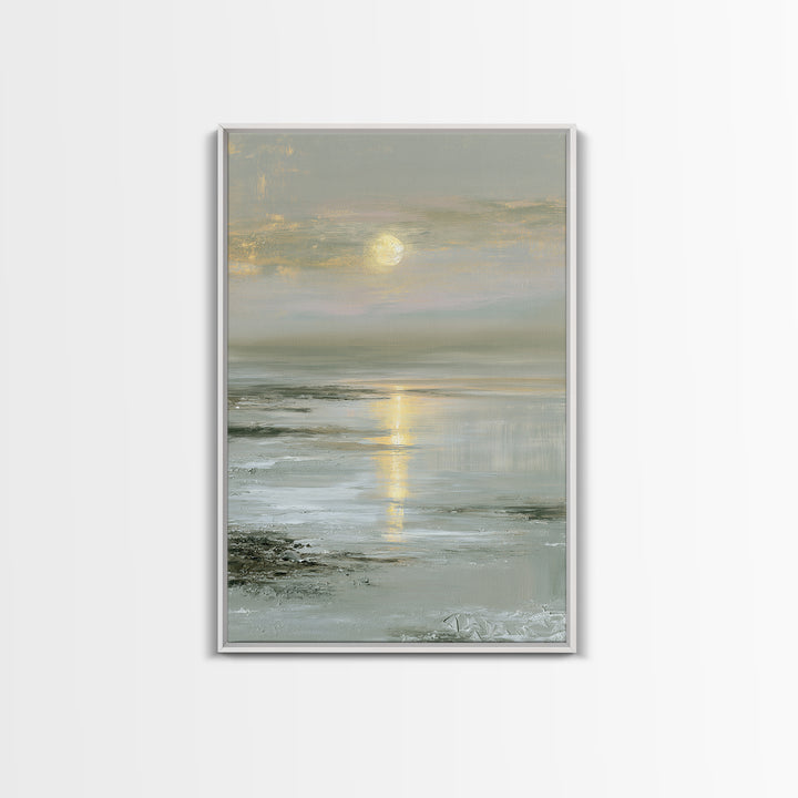Moonlit Lake Reflection Canvas Print, Spa Art, Art, Spa Decor, Serenity, Abstract Print, Minimalist Art, Feminine Wall Art, SPA-2x3-31
