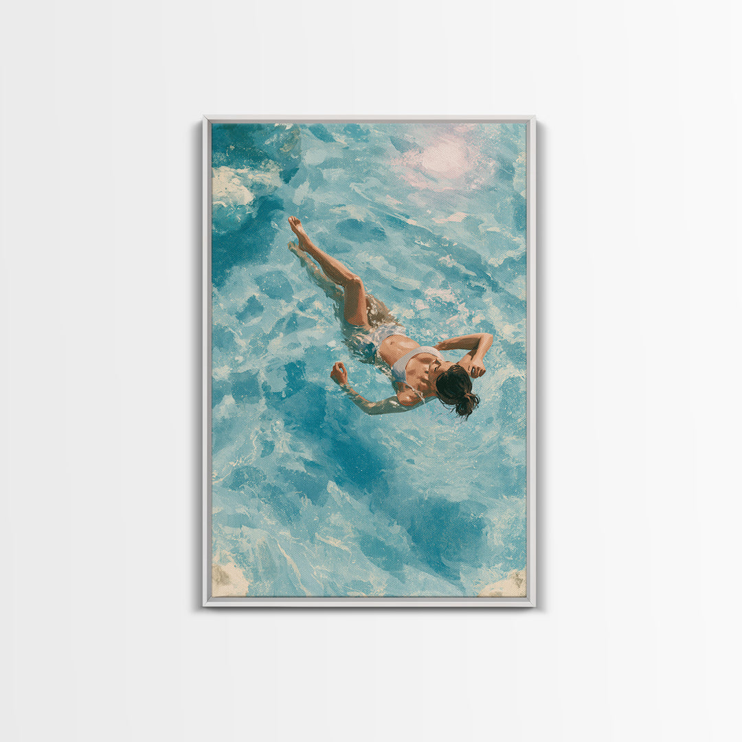 Blue Lagoon Water Seen from Above Framed Canvas Print, Spa Art, Minimalist Decor, Spa Decor, Fine Art, Serenity, SPA-2x3-4