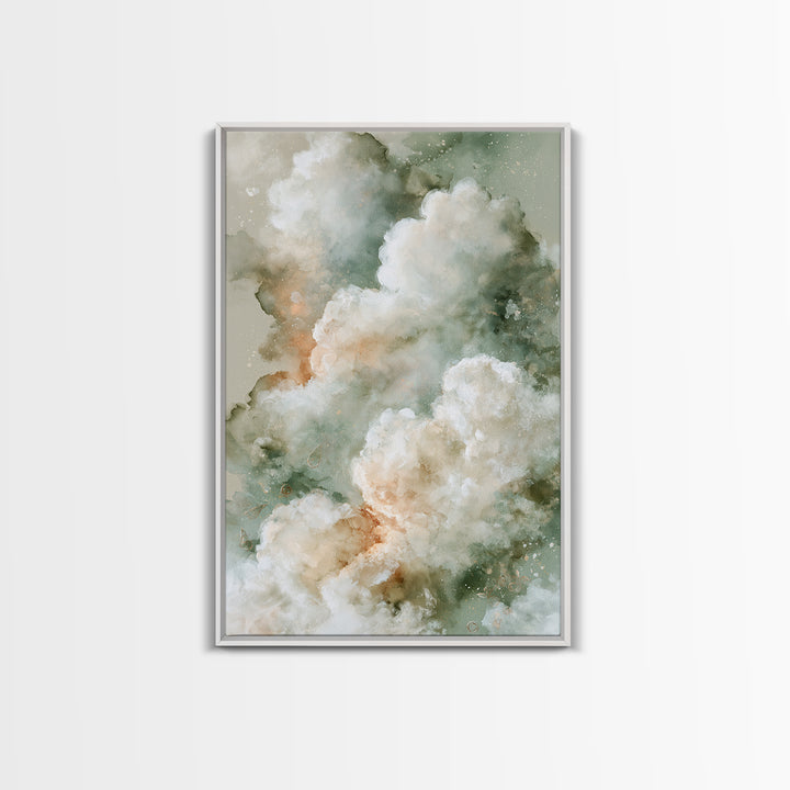 Soft Cloudscape in Cream and Sage Canvas Print, Spa Art, Spa, Spa Decor, Fine Art, Serenity, Teen Girl Room Decor, Dog Canvas, SPA-2x3-45