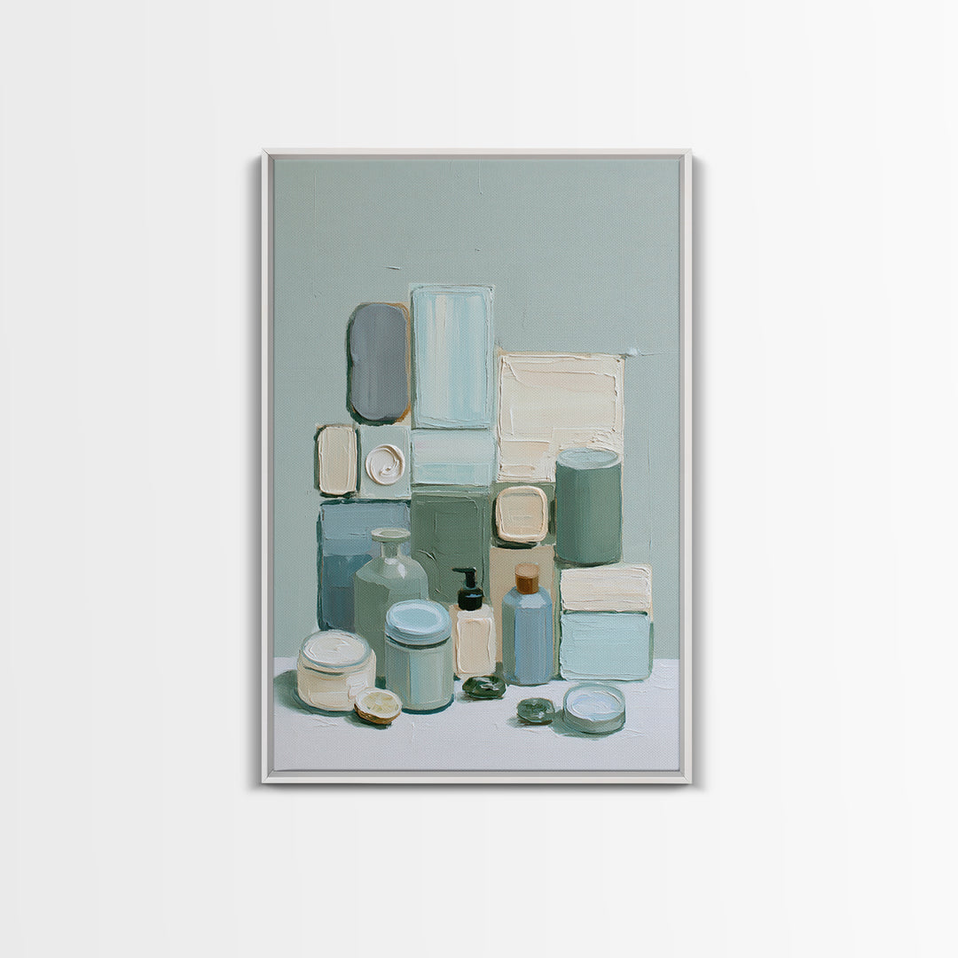 Sage and Ivory Geometric Calm Composition Canvas Print, Spa Art, Nature Prints, Spa Decor, Abstract Art, Serenity, SPA-2x3-5