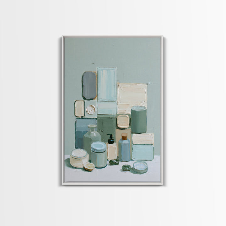 Sage and Ivory Geometric Calm Composition Canvas Print, Spa Art, Nature Prints, Spa Decor, Abstract Art, Serenity, SPA-2x3-5