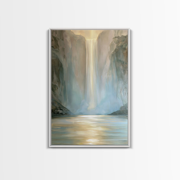 Serene Waterfall with Mist Canvas Print, Spa Art, Wall Decor, Spa Decor, Fine Art, Serenity, Minimalist Art, Feminine Wall Art, SPA-2x3-50