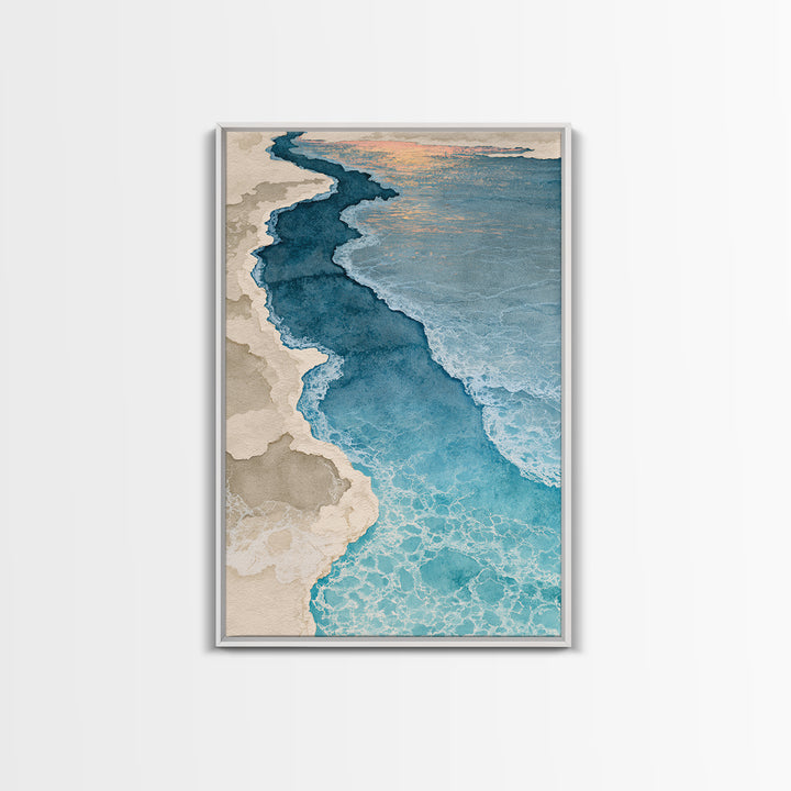 Blue Lagoon Water Seen from Above Framed Canvas Print, Spa Art, Teen Girl Room Decor, Spa Decor, Serenity, Luxury Decor, SPA-2x3-76