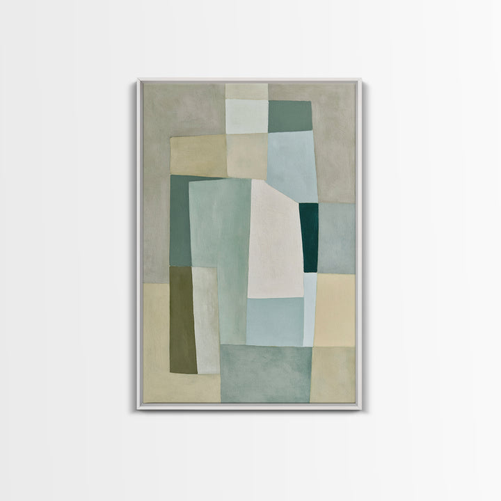 Sage and Ivory Geometric Calm Composition Canvas Print, Spa Art, Fashion Wall Art, Spa Decor, Abstract Art, Serenity, SPA-2x3-77