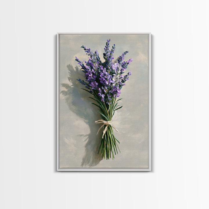 Lavender Bundle with Soft Shadow Framed Canvas Print, Spa Art, Esthetician Decor, Spa Decor, Fine Art, Serenity, Room Decor, SPA-2x3-87