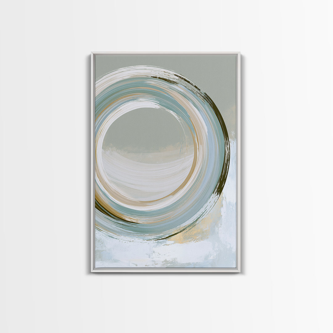 Minimal Zen Circle Brushstroke Framed Canvas Print, Spa Art, Feminine Wall Art, Spa Decor, Serenity, Hair Salon Wall Art, SPA-2x3-88