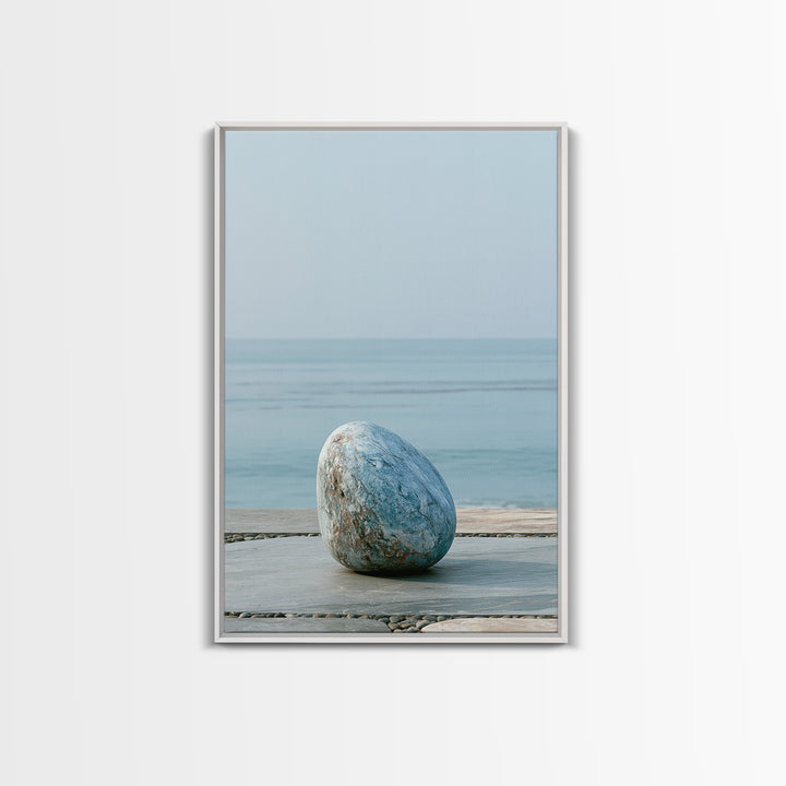 Coastal Horizon in Muted Spa Blues Framed Canvas Print, Spa Art, Spa, Spa Decor, Oil Painting, Serenity, Teen Girl Room Decor, SPA-2x3-90