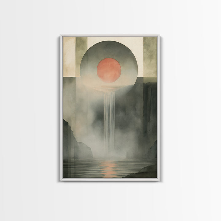 Serene Waterfall with Mist Framed Canvas Print, Spa Art, Nature Prints, Spa Decor, Watercolor Art, Serenity, Dog Groomer Gifts, SPA-2x3-98