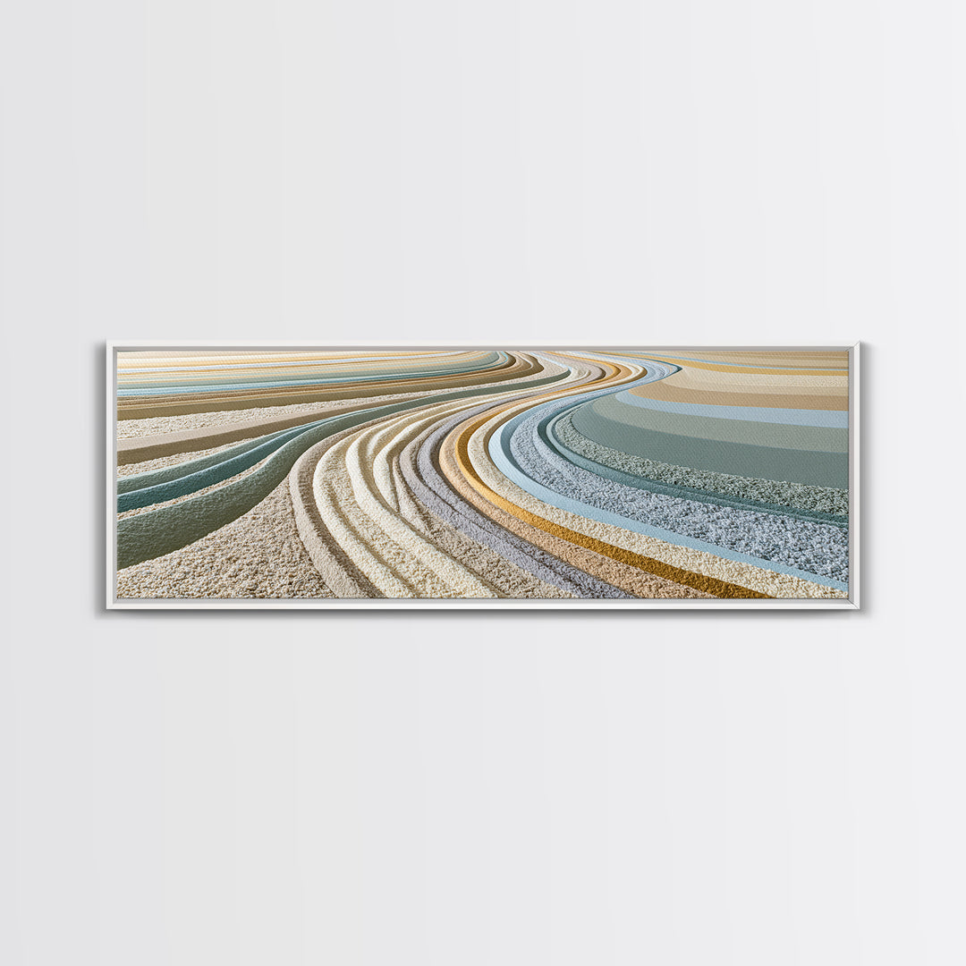 Sand Garden Lines Canvas Print, Spa Art, Textured Painting, Spa Decor, Fine Art, Serenity, Travel Poster, Abstract, SPA-3x1-100