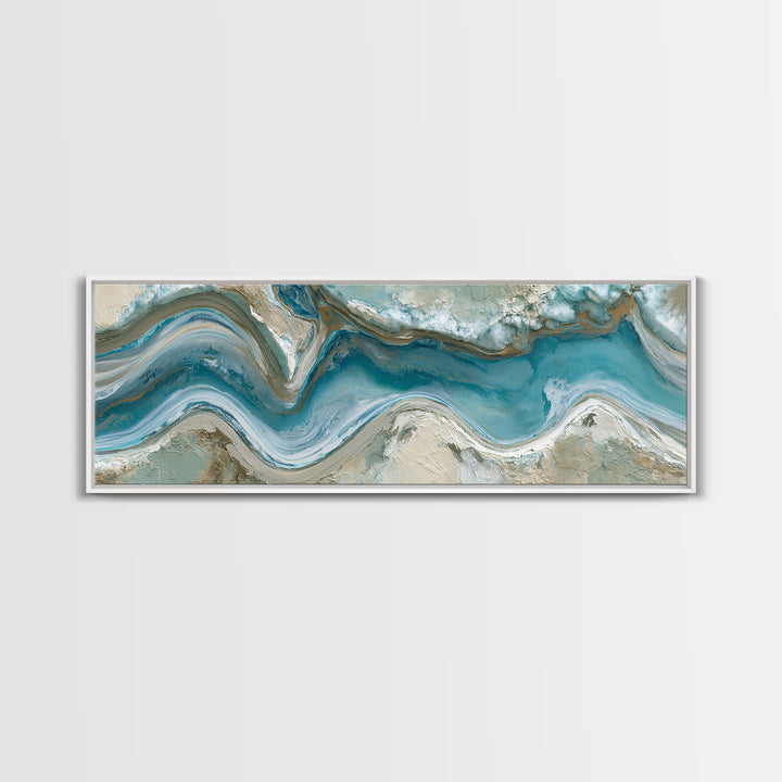 Blue Lagoon Water Seen from Above Framed Canvas Print, Spa Art, Teen Girl Room Decor, Spa Decor, Serenity, Luxury Decor, SPA-3x1-12