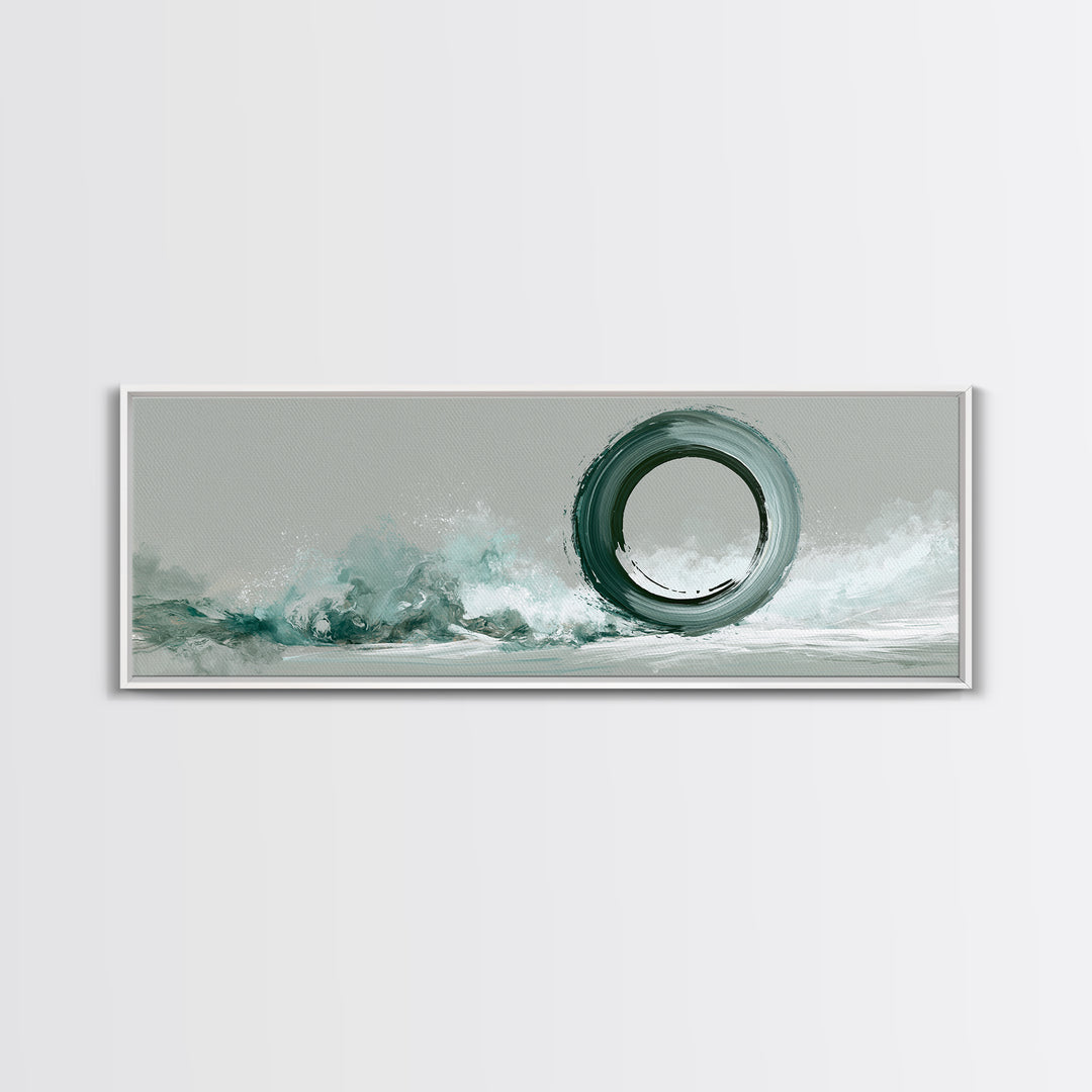 Minimal Zen Circle Brushstroke Canvas Print, Spa Art, Tarot Card Art, Spa Decor, Fine Art, Serenity, Textured Painting, SPA-3x1-24