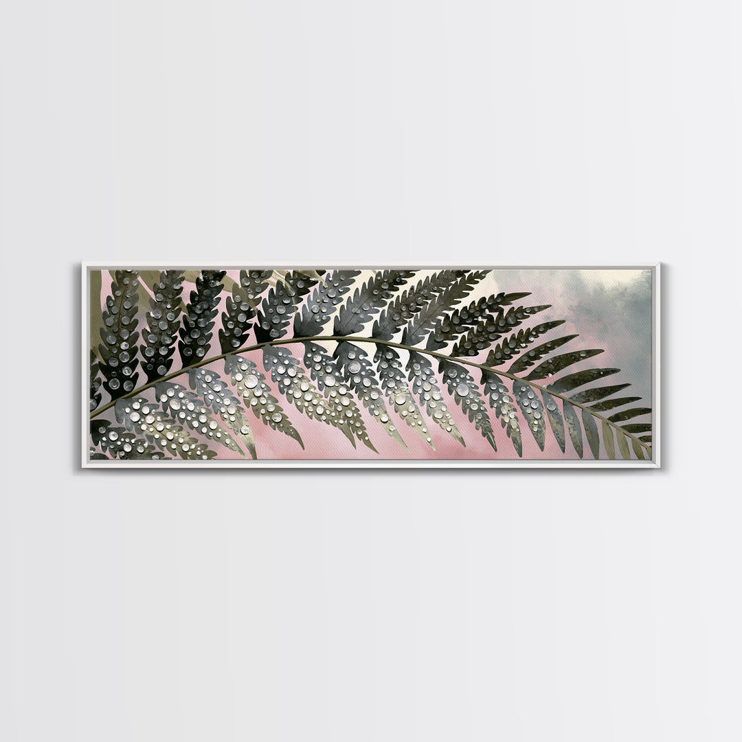 Fern Leaf Closeup Framed Canvas Print, Spa Art, Botanical Art, Spa Decor, Oil Painting, Serenity, Fashion Wall Art, SPA-3x1-51