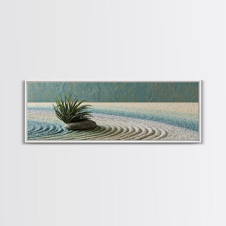 Sand Garden Lines Framed Canvas Print, Spa Art, Textured Painting, Spa Decor, Fine Art, Serenity, Travel Poster, Abstract, SPA-3x1-52