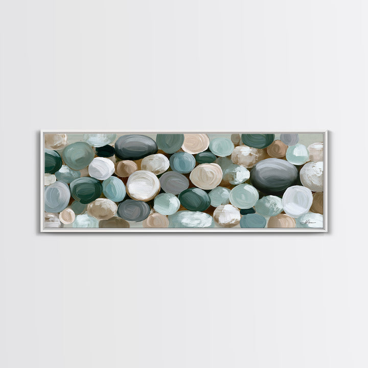 Pebble Texture Abstract Framed Canvas Print, Spa Art, Wall Decor, Spa Decor, Serenity, Minimalist Art, Feminine Wall Art, SPA-3x1-55