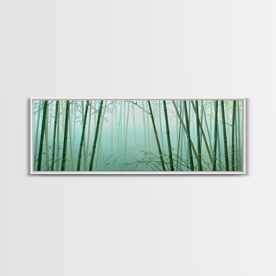 Misty Bamboo Forest Framed Canvas Print, Spa Art, Gallery Decor, Spa Decor, Fine Art, Serenity, Wall Art, Home Decor, SPA-3x1-69