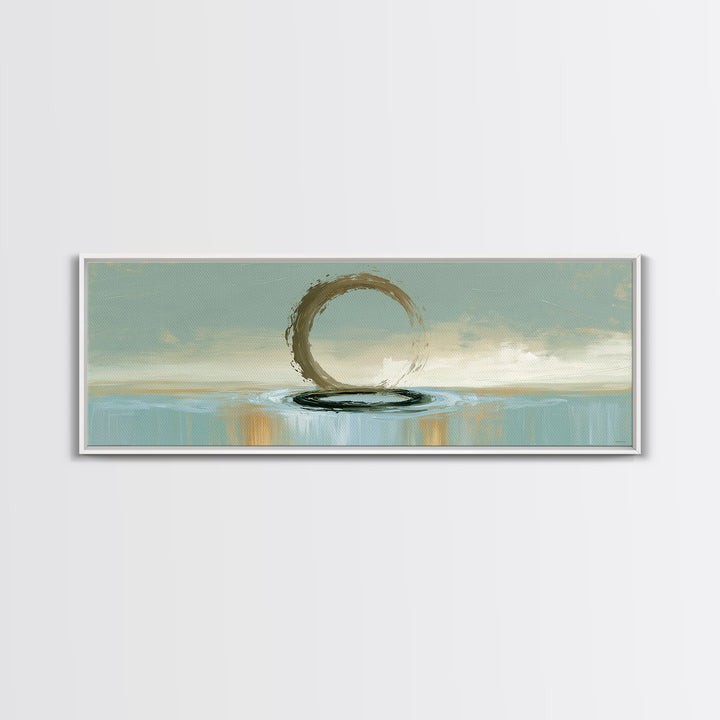Minimal Zen Circle Brushstroke Framed Canvas Print, Spa Art, Art, Spa Decor, Fine Art, Serenity, Abstract Print, Minimalist Art, SPA-3x1-72