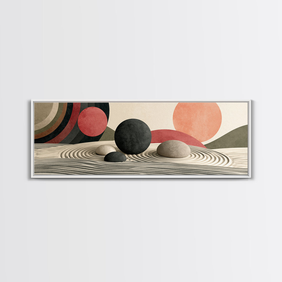 Sand Garden Lines Canvas Print, Spa Art, Wall Decor, Spa Decor, Oil Painting, Serenity, Minimalist Art, Feminine Wall Art, SPA-3x1-76