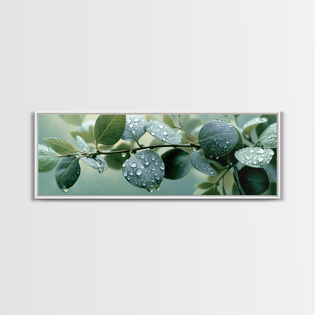 Rain on Leaves Canvas Print, Spa Art, Printable Wall Art, Spa Decor, Serenity, Feminine Wall Art, Fine Art Photography, SPA-3x1-80