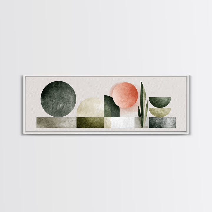 Sage and Ivory Geometric Calm Composition Canvas Print, Spa Art, Hair Salon Wall Art, Spa Decor, Abstract Art, Serenity, SPA-3x1-85
