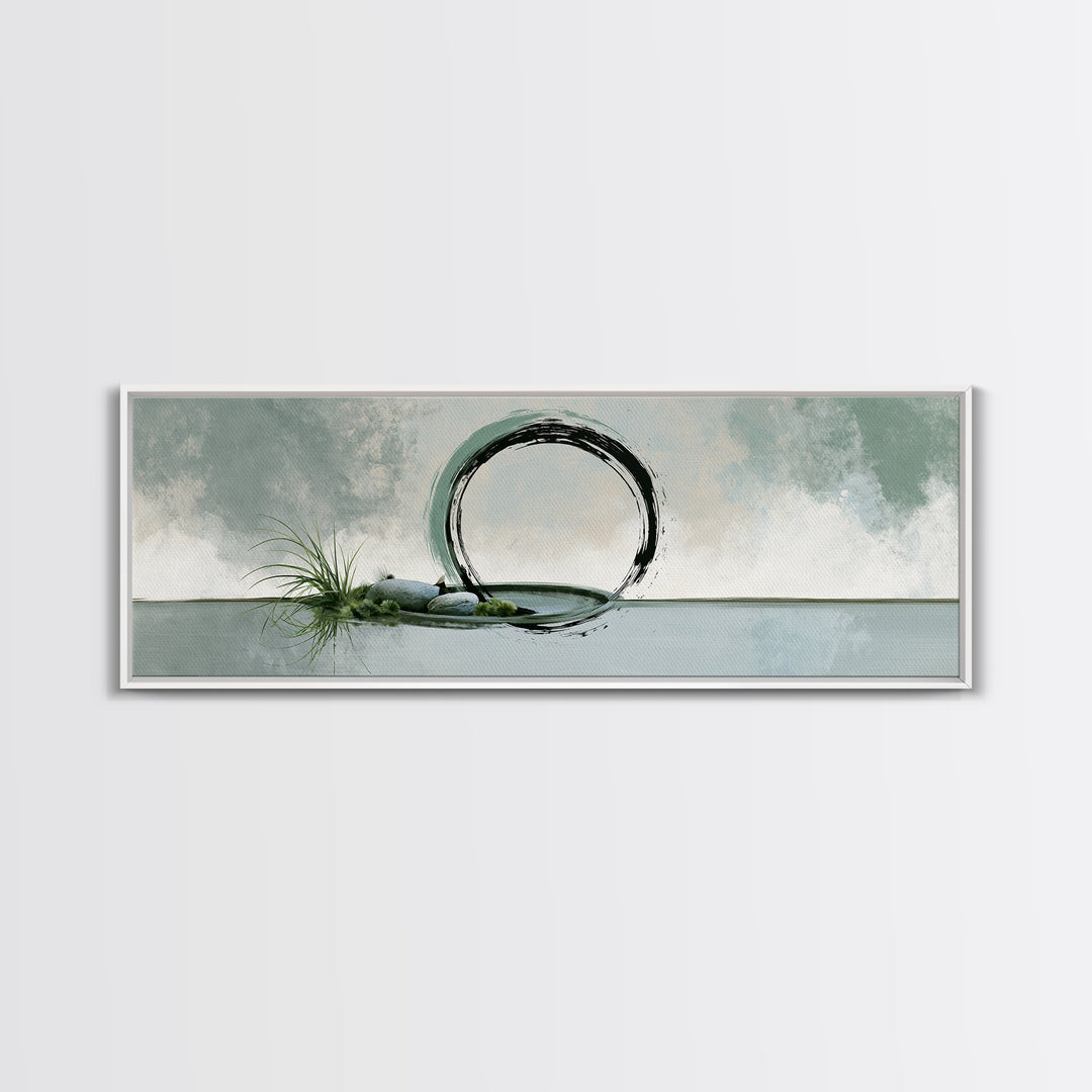 Minimal Zen Circle Brushstroke Canvas Print, Spa Art, Room Decor, Spa Decor, Fine Art, Serenity, Nature Prints, Travel Poster, SPA-3x1-96