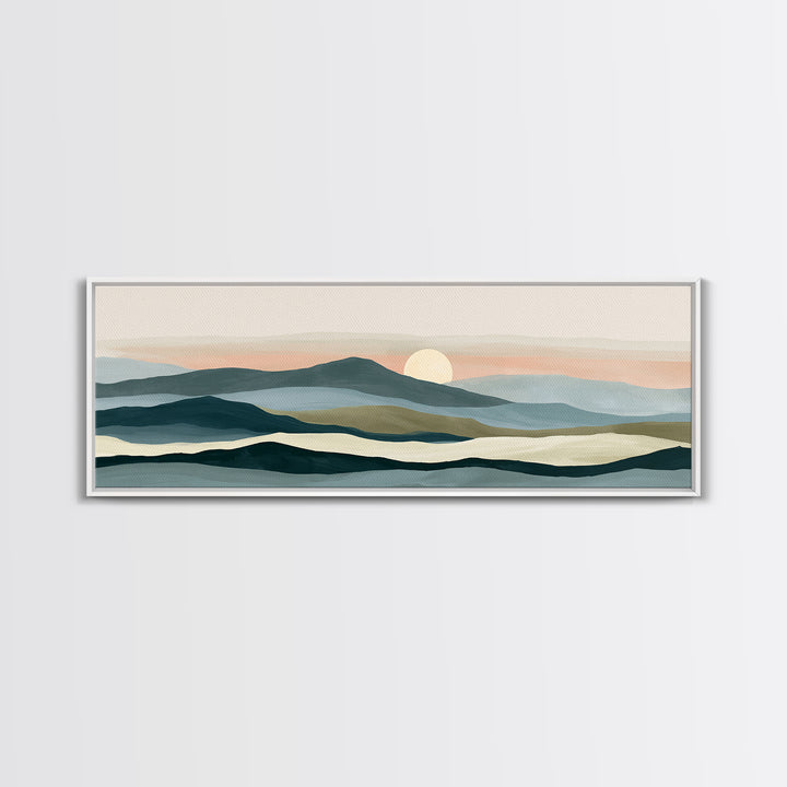 Coastal Horizon in Muted Spa Blues Canvas Print, Spa Art, Esthetician Decor, Spa Decor, Oil Painting, Serenity, Room Decor, SPA-3x1-98