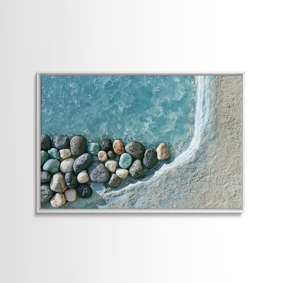 Blue Lagoon Water Seen from Above Framed Canvas Print, Spa Art, Teen Girl Room Decor, Spa Decor, Serenity, Luxury Decor, SPA-3x2-24
