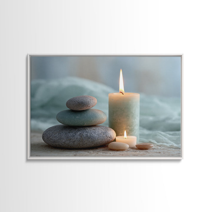 Warm Candle Flame Canvas Print, Spa Art, Hair Salon Wall Art, Spa Decor, Oil Painting, Serenity, Minimalist Decor, SPA-3x2-37