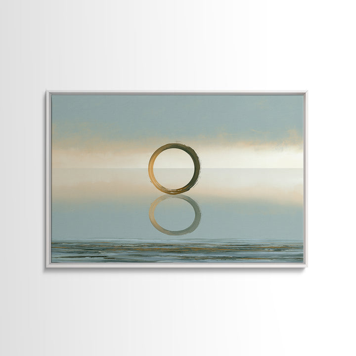 Minimal Zen Circle Brushstroke Framed Canvas Print, Spa Art, Room Decor, Spa Decor, Fine Art, Serenity, Nature Prints, SPA-3x2-60