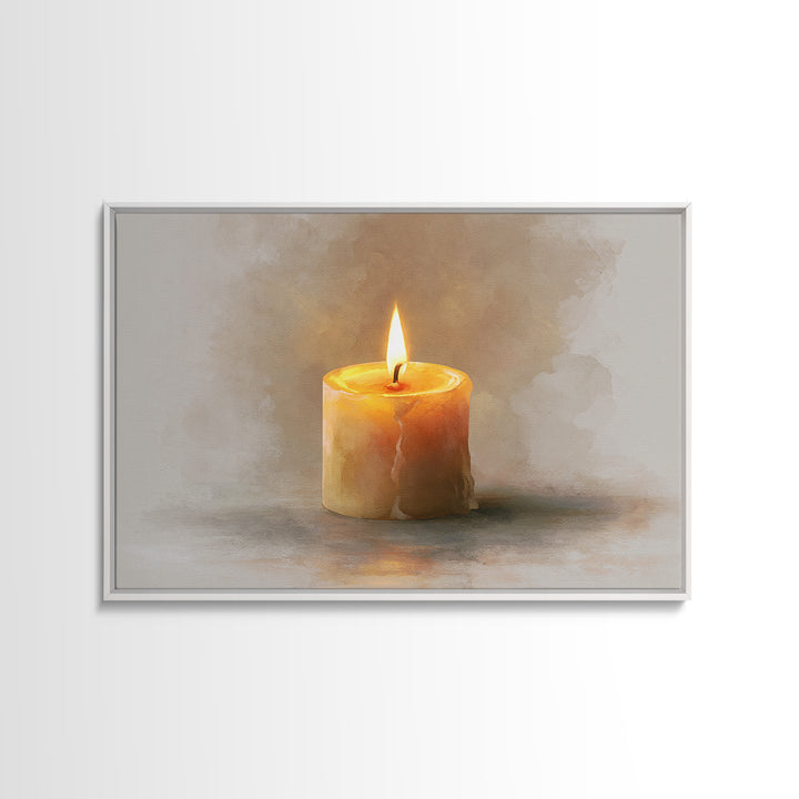 Warm Candle Flame Canvas Print, Spa Art, Hair Salon Wall Art, Spa Decor, Oil Painting, Serenity, Minimalist Decor, SPA-3x2-61