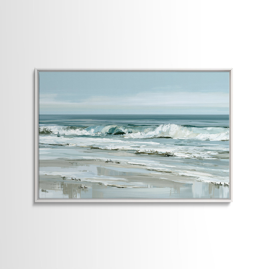 Coastal Horizon in Muted Spa Blues Canvas Print, Spa Art, Animal Art, Spa Decor, Serenity, Gallery Decor, Neutral Decor, SPA-3x2-62