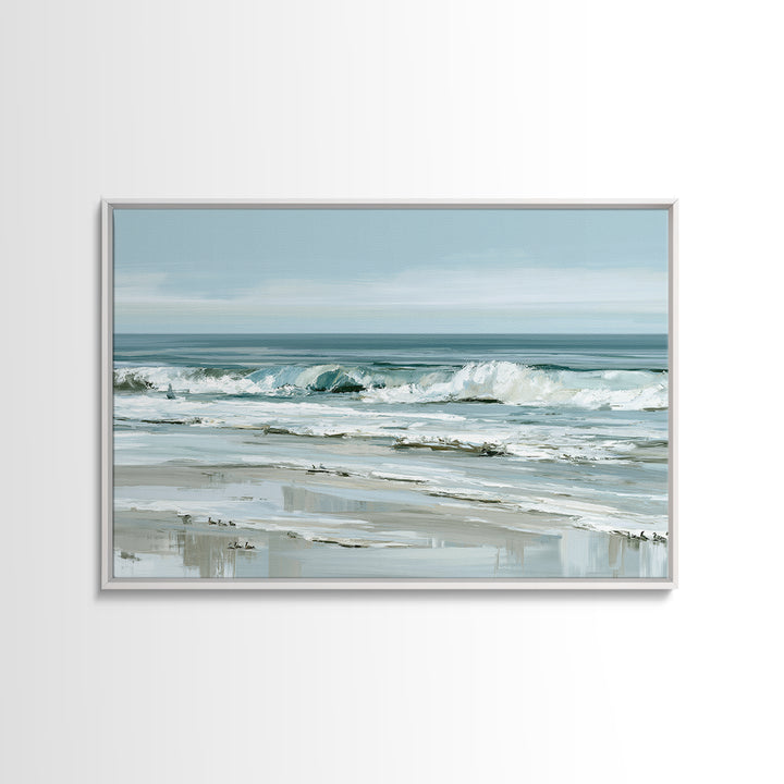 Coastal Horizon in Muted Spa Blues Canvas Print, Spa Art, Animal Art, Spa Decor, Serenity, Gallery Decor, Neutral Decor, SPA-3x2-62