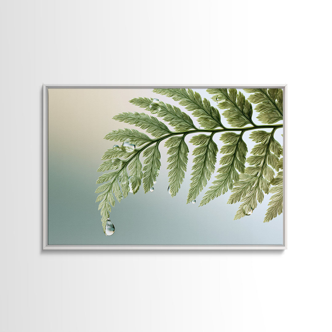 Fern Leaf Closeup Framed Canvas Print, Spa Art, Salon Decor, Spa Decor, Oil Painting, Serenity, Statement Artwork, Boho Decor, SPA-3x2-63