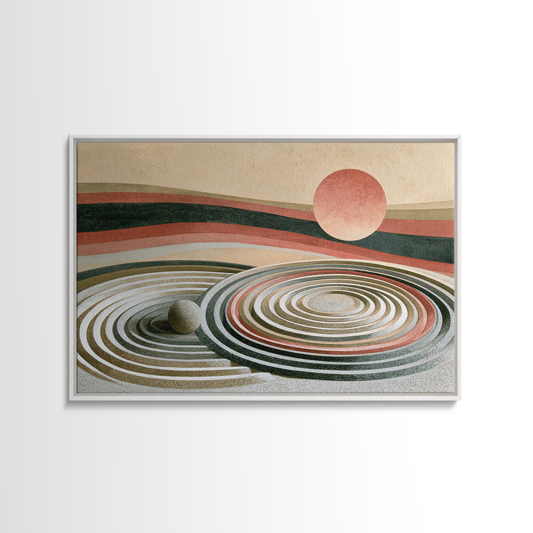 Sand Garden Lines Framed Canvas Print, Spa Art, Textured Painting, Spa Decor, Fine Art, Serenity, Travel Poster, Abstract, SPA-3x2-64