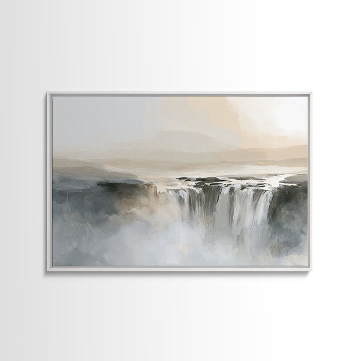 Serene Waterfall with Mist Framed Canvas Print, Spa Art, Fashion Wall Art, Spa Decor, Fine Art, Serenity, Modern Decor, SPA-3x2-70