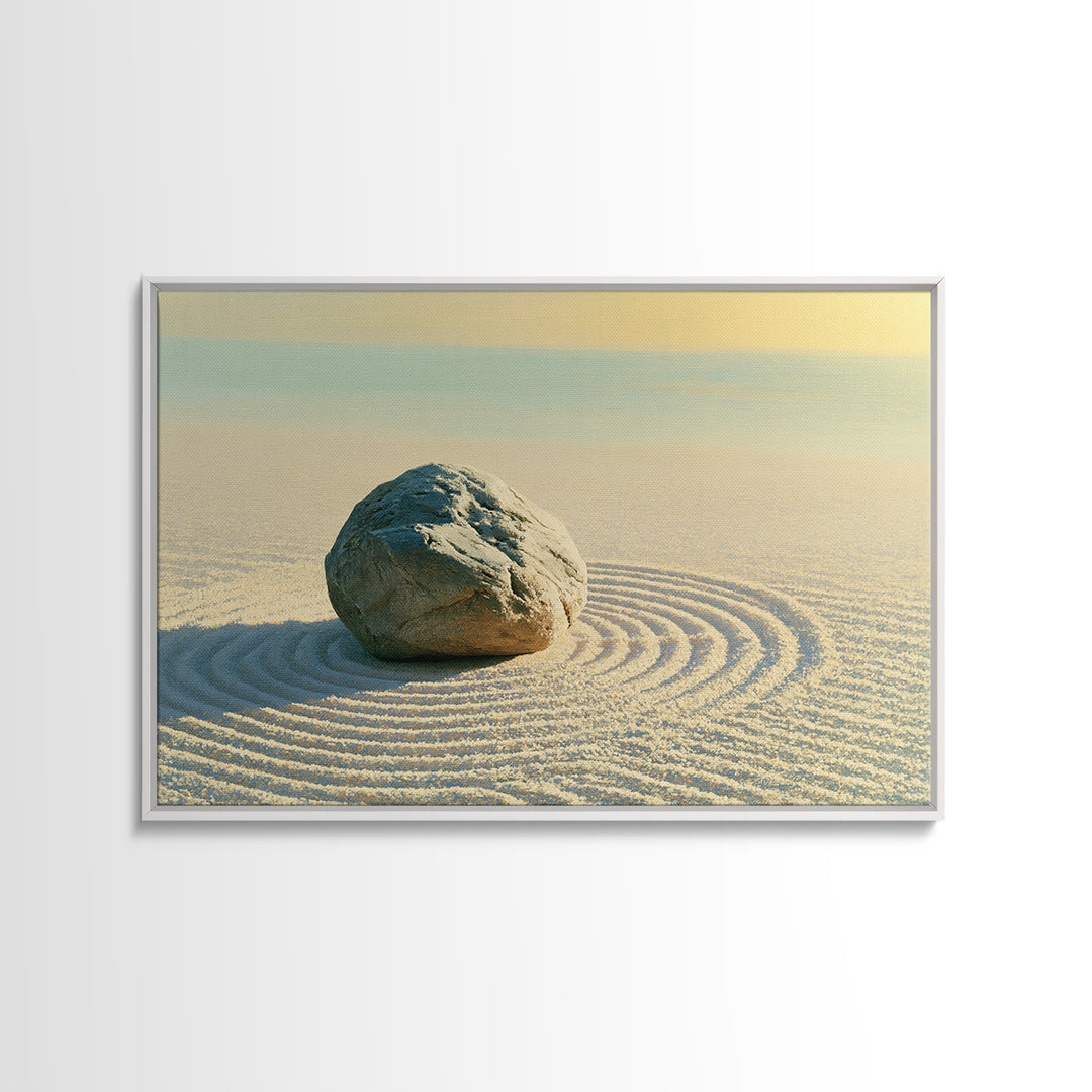 Sand Garden Lines Canvas Print, Spa Art, Wall Decor, Spa Decor, Oil Painting, Serenity, Minimalist Art, Feminine Wall Art, SPA-3x2-88