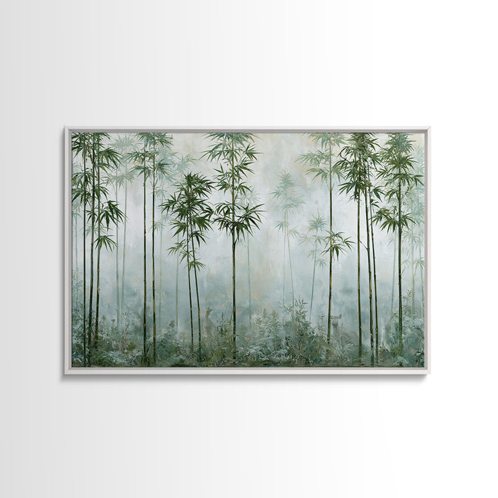 Misty Bamboo Forest Framed Canvas Print, Spa Art, Salon Decor, Spa Decor, Oil Painting, Serenity, Statement Artwork, Boho Decor, SPA-3x2-9