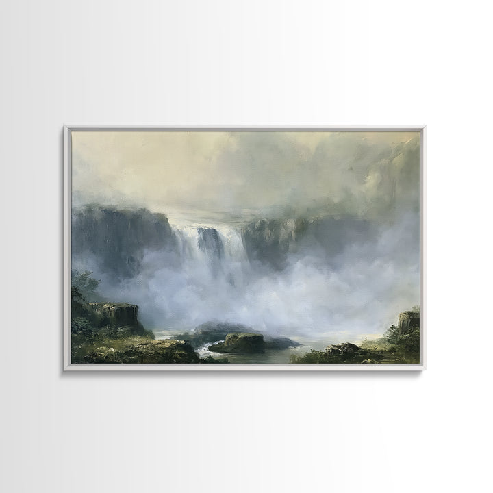 Serene Waterfall with Mist Canvas Print, Spa Art, Dog Canvas, Spa Decor, Abstract Art, Serenity, Art Print, Room Decor, SPA-3x2-94