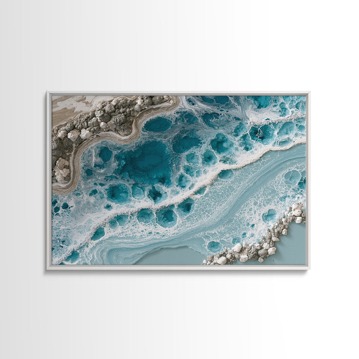 Blue Lagoon Water Seen from Above Framed Canvas Print, Spa Art, Printable Art, Spa Decor, Serenity, Fine Art Photography, SPA-3x2-96