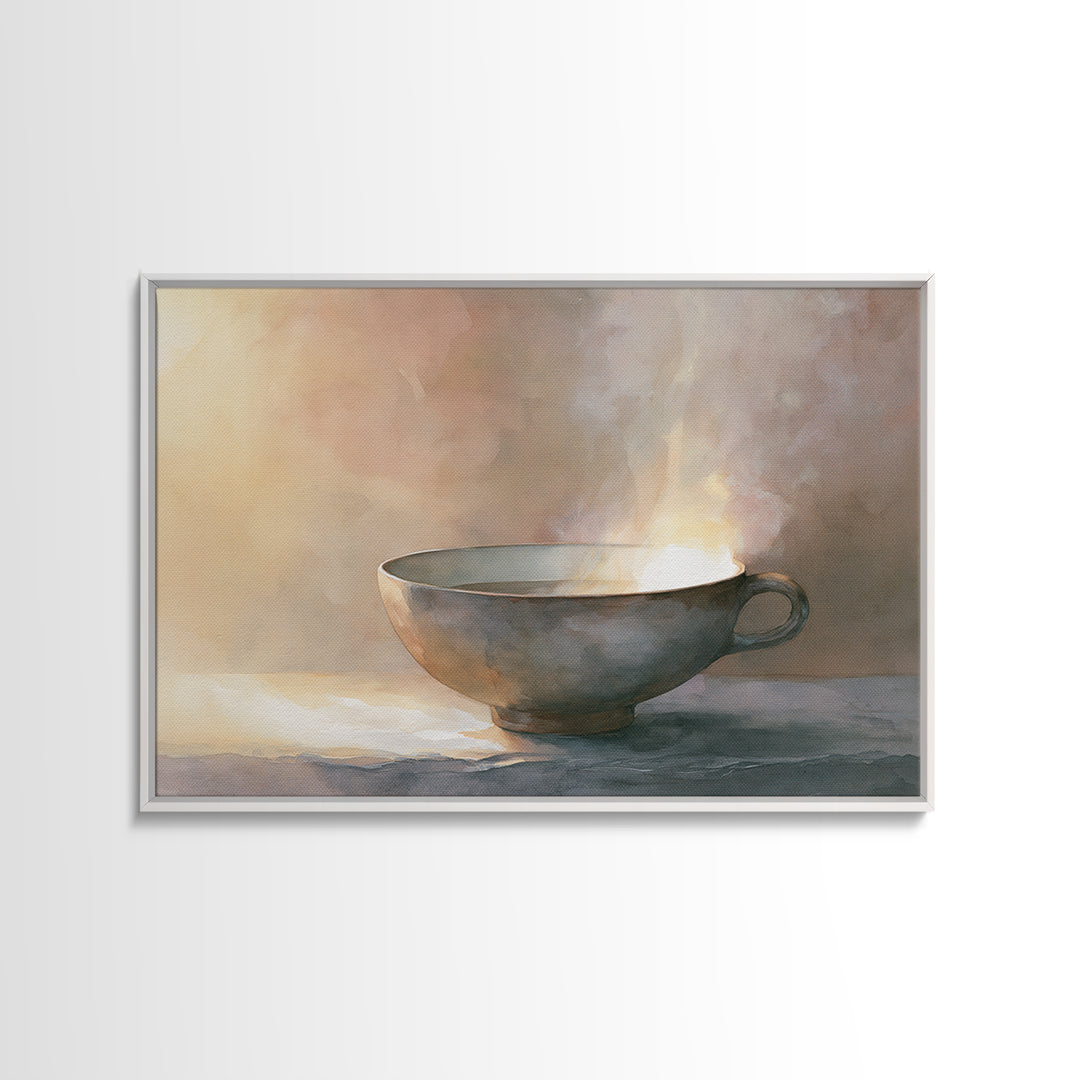 Tea Bowl and Steam Still Life Canvas Print, Spa Art, Esthetician Decor, Spa Decor, Fine Art, Serenity, Room Decor, SPA-3x2-98