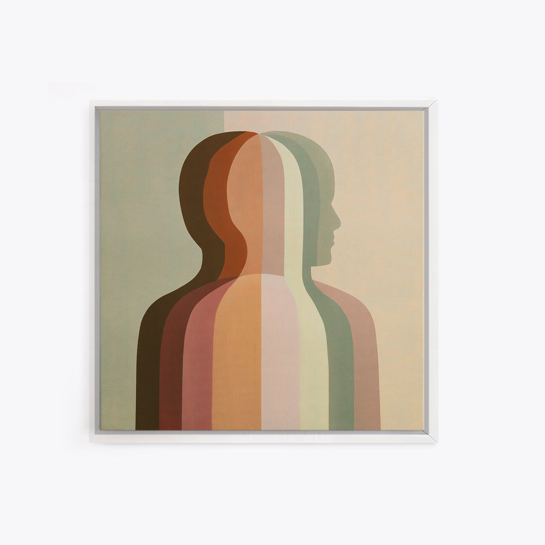 Chakra Inspired Figure in Soft Colors Framed Canvas Print, Spiritual Art, Black Art, Living Room Decor, Fine Art, Spirit, SPI-1x1-7