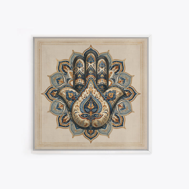Protective Hand Motif Framed Canvas Print, Spiritual Art, Neutral Decor, Living Room Decor, Fine Art, Spirit, Wall Decor, SPI-1x1-71