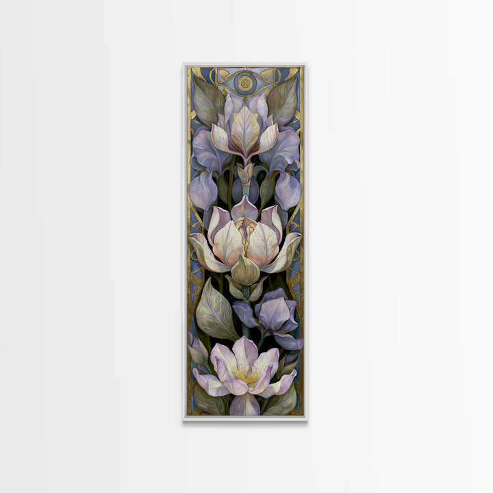 Third Eye Symbol Surrounded by Flowers Canvas Print, Spiritual Art, Wall Art, Living Room Decor, Oil Painting, Spirit, SPI-1x3-18