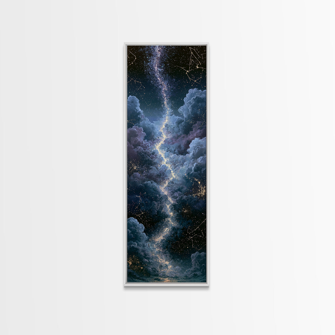 Celestial Staircase Through Clouds Framed Canvas Print, Spiritual Art, Wall Art Prints, Living Room Decor, Fine Art, Spirit, SPI-1x3-53